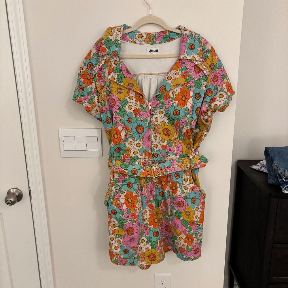 Show Me Your Mumu Floral Denim Romper